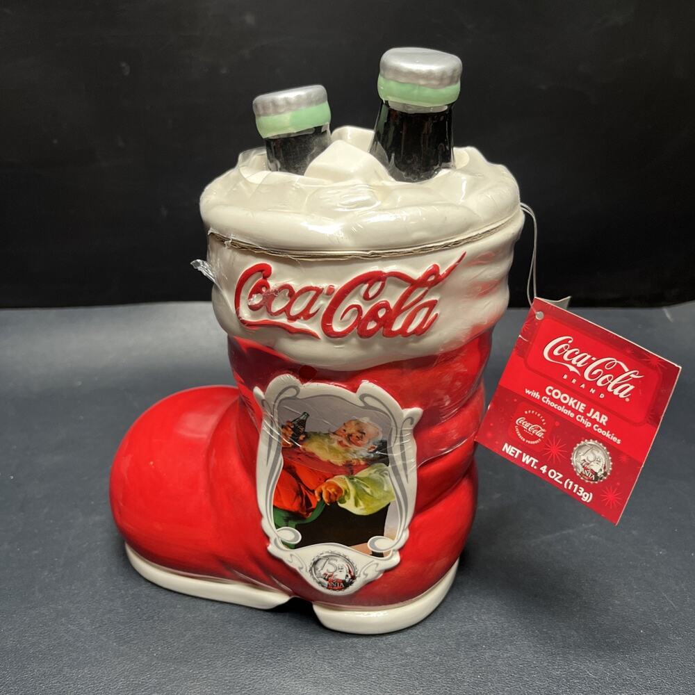 Vintage Coca Cola 75th Anniversary Santa Boot Cookie Jar Ceramic Coke Christmas